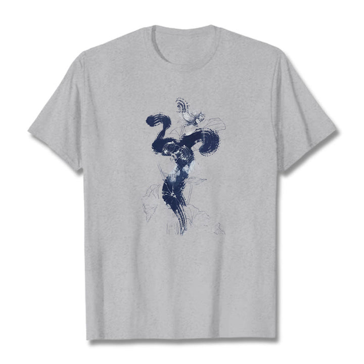 Buddha Stones OM Lotus Flower Background Cotton Tee T-shirt - LightGrey - 2XL - image 20