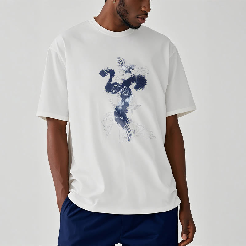 Buddha Stones OM Lotus Flower Background Cotton Tee T-shirt - image 2