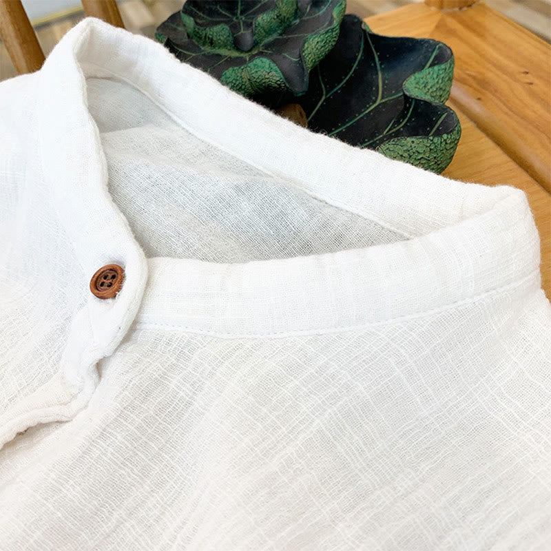 Buddha Stones Literary Artistic Double-Layered Sand Wash Cotton Linen Clothing - image 12