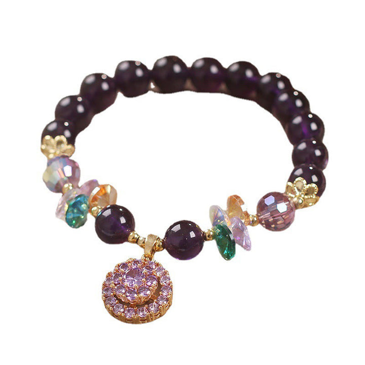 Buddha Stones Amethyst Green Crystal Citrine White Crystal Spiritual Awareness Bracelet