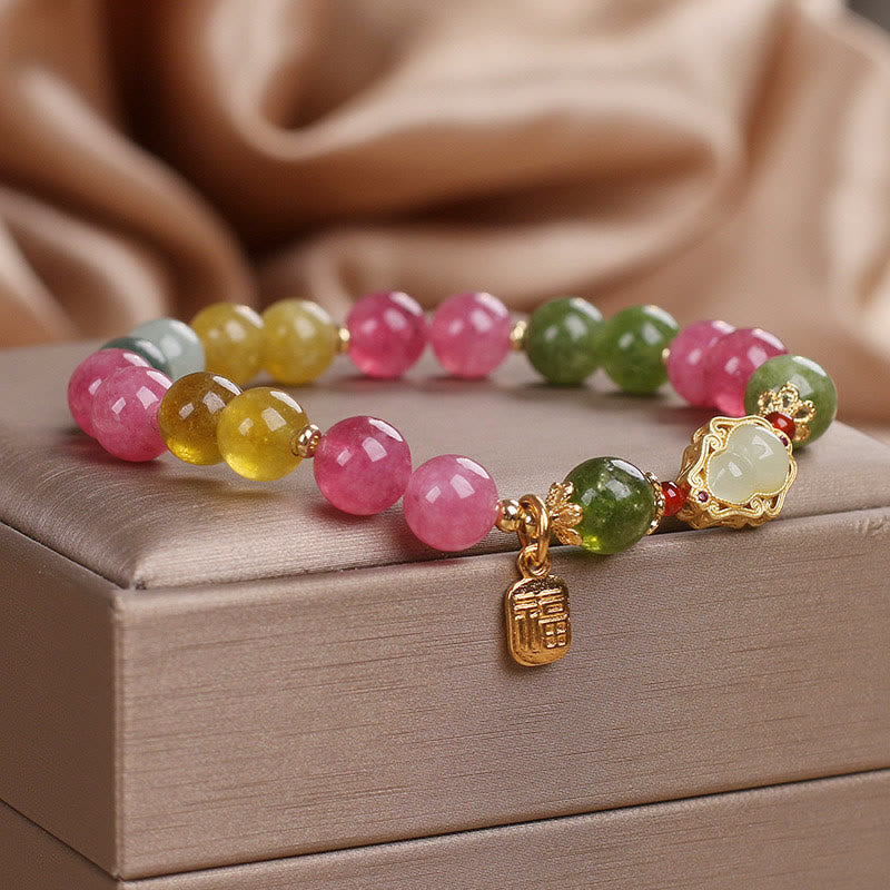 Buddha Stones Tourmaline Fu Character Love Bracelet