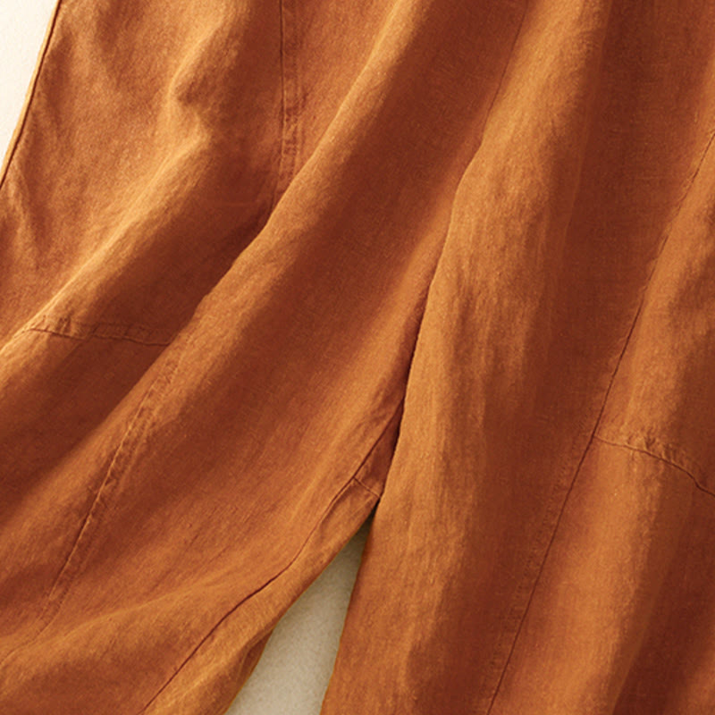 Buddha Stones Summer Women's Linen Drawstring Elastic Waist Harem Pants With Pockets - image 28