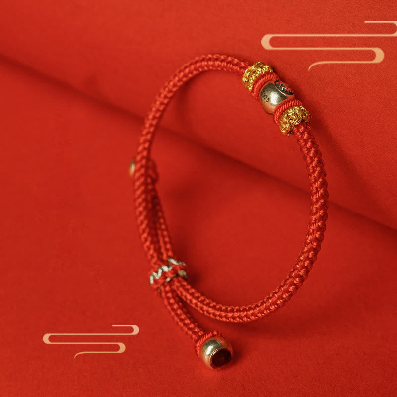 Buddha Stones Red String Chinese Characters Protection Bracelet