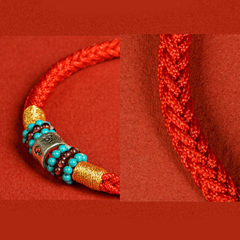 Buddha Stones Red String Black String Six True Words 925 Sterling Silver Connection Bracelet - image 15