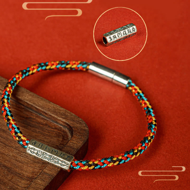 Buddha Stones Red String Black String Six True Words 925 Sterling Silver Luck Bracelet - image 12