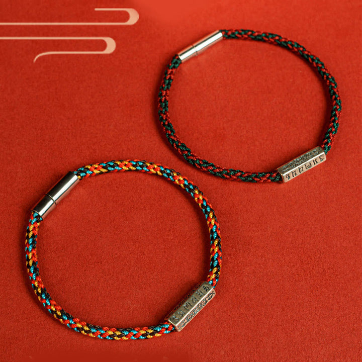 Buddha Stones Red String Black String Six True Words 925 Sterling Silver Luck Bracelet - image 17