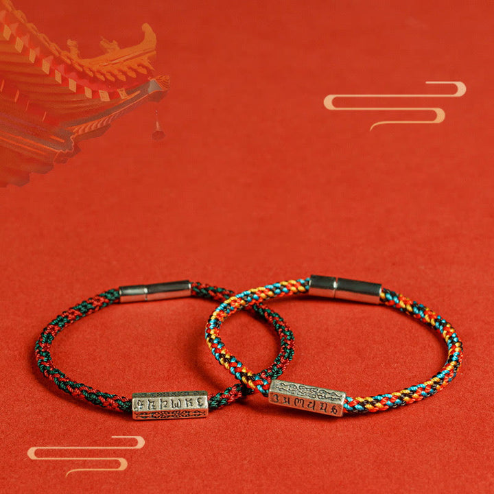 Buddha Stones Red String Black String Six True Words 925 Sterling Silver Luck Bracelet - image 15
