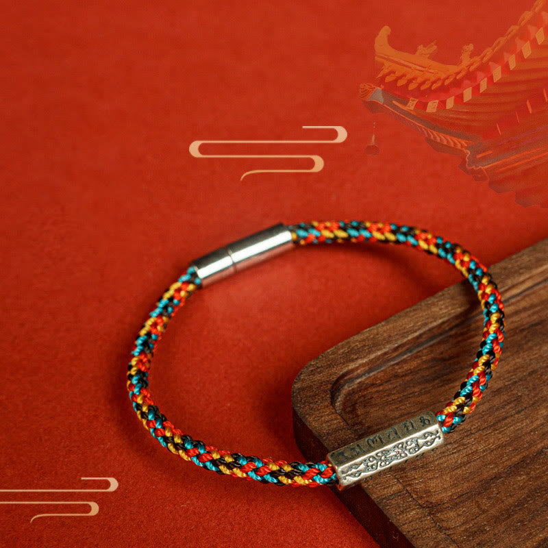 Buddha Stones Red String Black String Six True Words 925 Sterling Silver Luck Bracelet - image 13