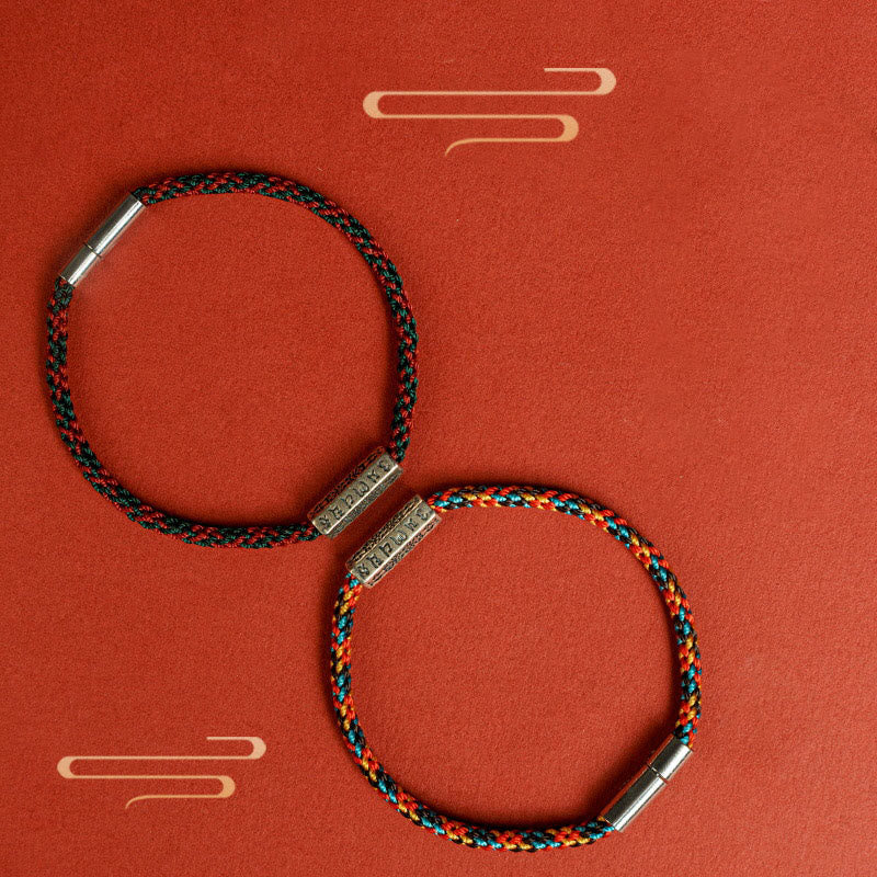 Buddha Stones Red String Black String Six True Words 925 Sterling Silver Luck Bracelet - image 18