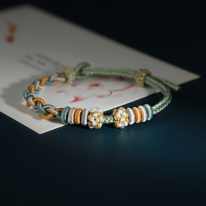 Buddha Stones String Four Srand Peach Blossom Connection Bracelet