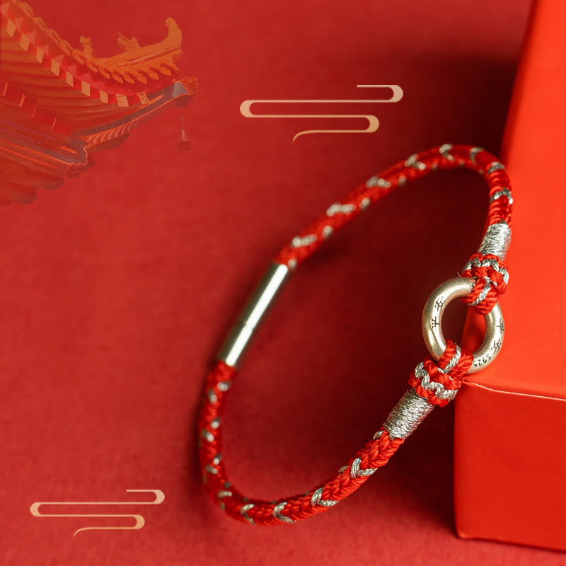 Buddha Stones Red String 925 Sterling Silver Safe Luck Bracelet - image 0