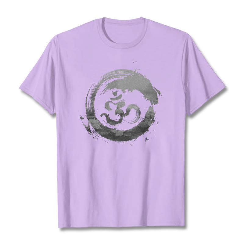 Buddha Stones Om Lotus Cotton Tee T-shirt - Plum - 2XL - image 14