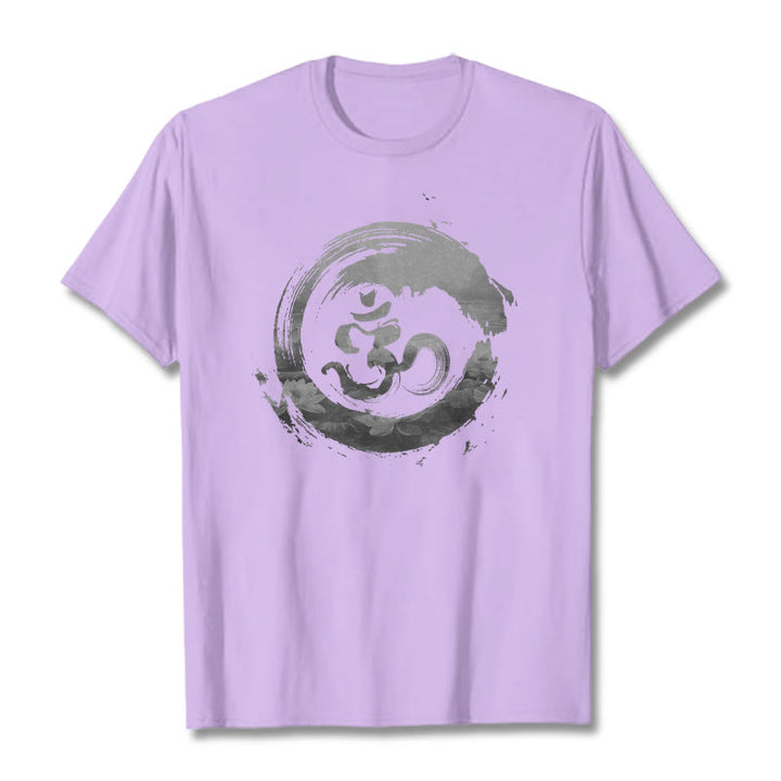 Buddha Stones Om Lotus Cotton Tee T-shirt - Plum - 2XL - image 14