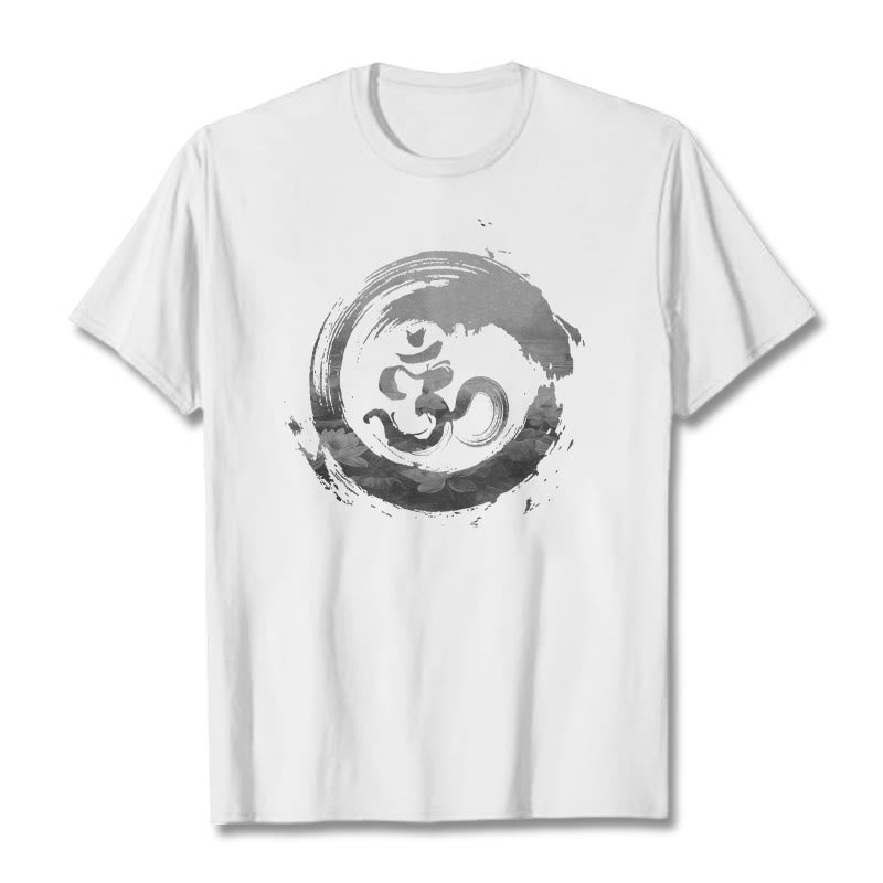 Buddha Stones Om Lotus Cotton Tee T-shirt - White - 2XL - image 6