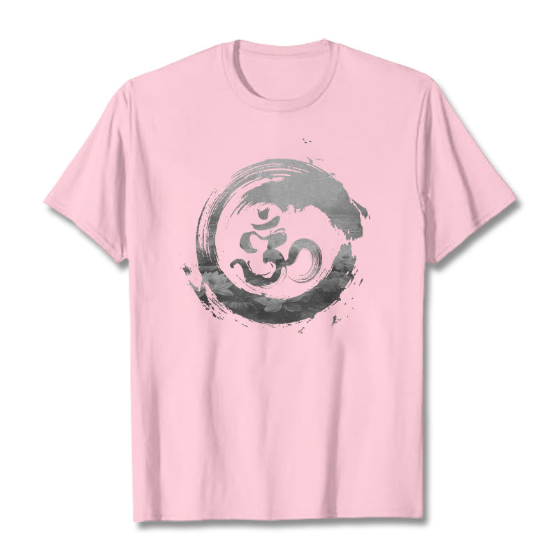 Buddha Stones Om Lotus Cotton Tee T-shirt - LightPink - 2XL - image 16