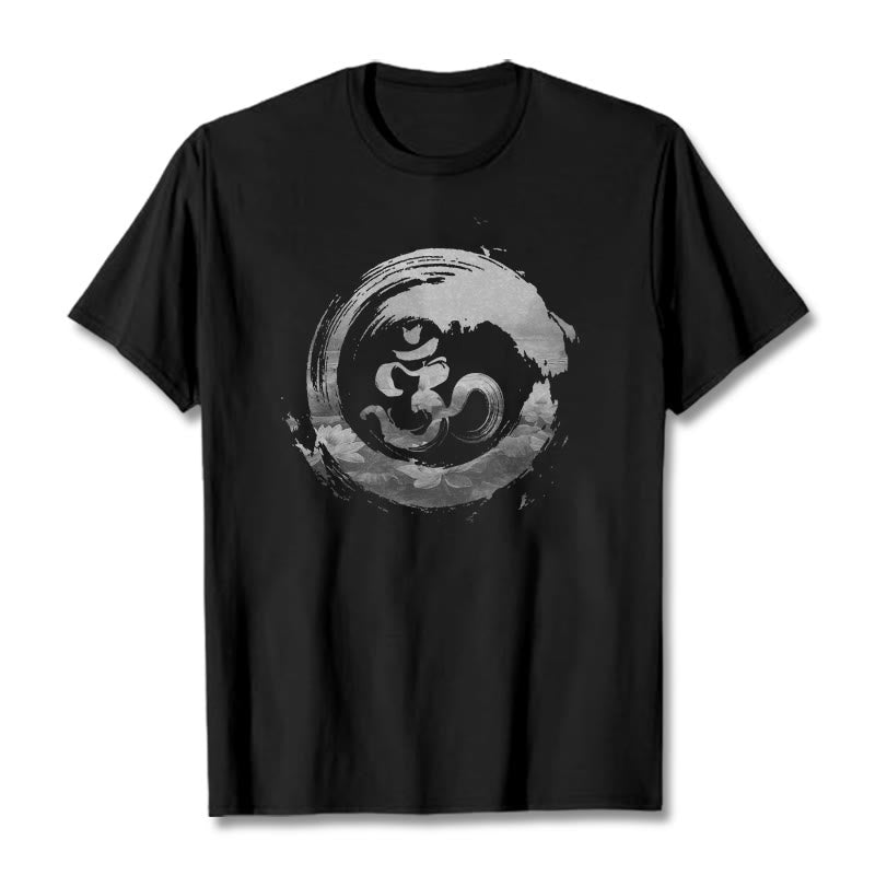 Buddha Stones Om Lotus Cotton Tee T-shirt - Black - 2XL - image 1