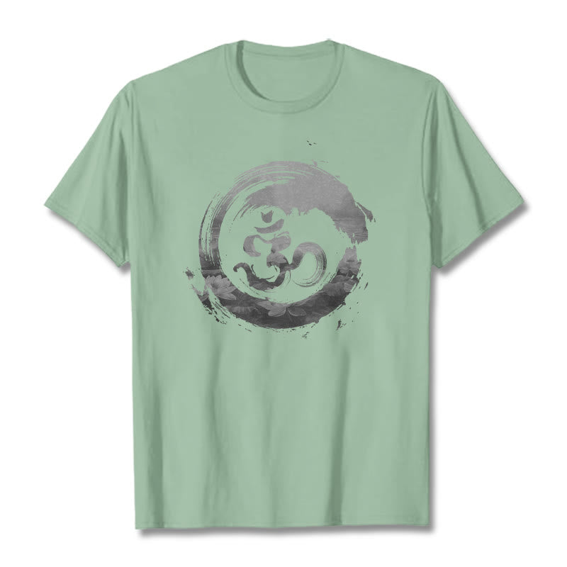 Buddha Stones Om Lotus Cotton Tee T-shirt - PaleGreen - 2XL - image 18