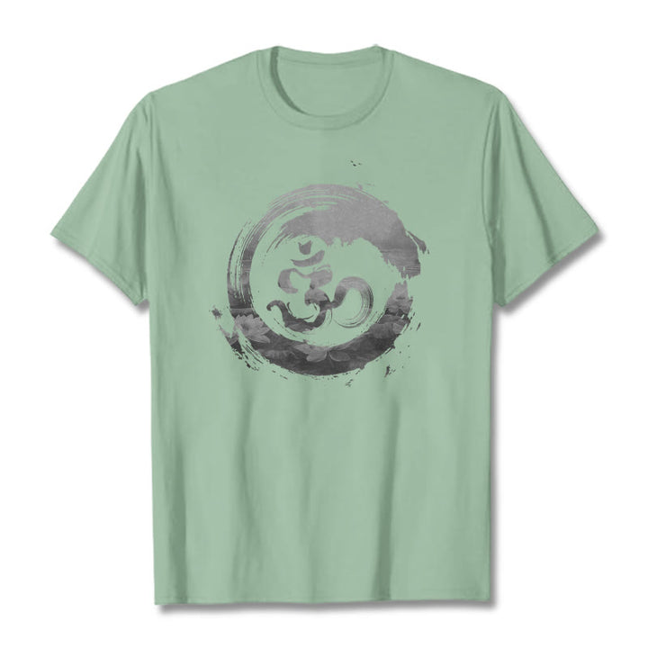 Buddha Stones Om Lotus Cotton Tee T-shirt - PaleGreen - 2XL - image 18
