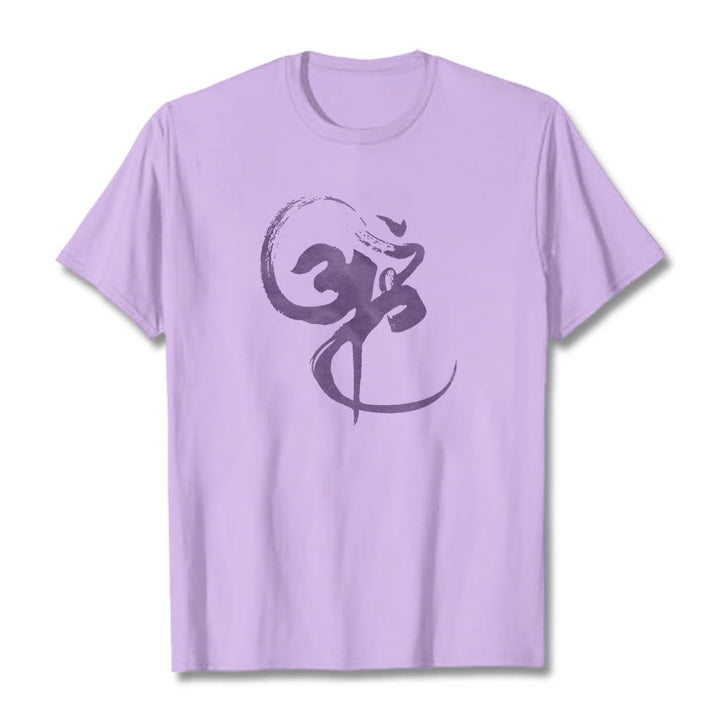 Buddha Stones Om Design Cotton Tee T-shirt - Plum - 2XL - image 14
