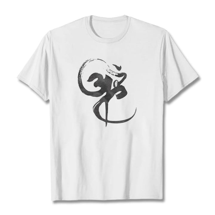 Buddha Stones Om Design Cotton Tee T-shirt - White - 2XL - image 6