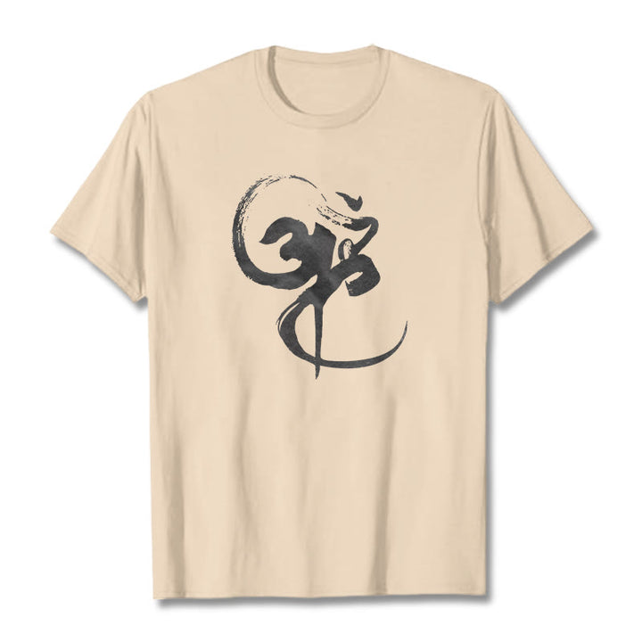 Buddha Stones Om Design Cotton Tee T-shirt - Bisque - 2XL - image 11