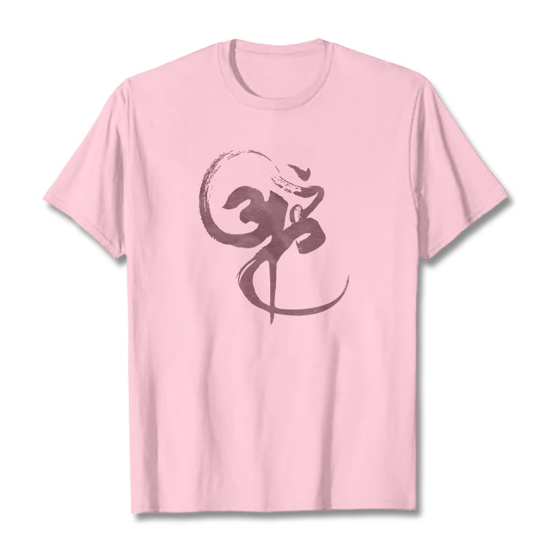 Buddha Stones Om Design Cotton Tee T-shirt - LightPink - 2XL - image 16