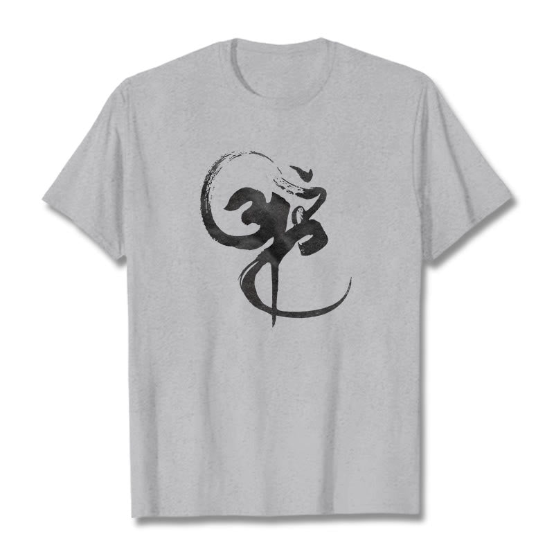 Buddha Stones Om Design Cotton Tee T-shirt - LightGrey - 2XL - image 20