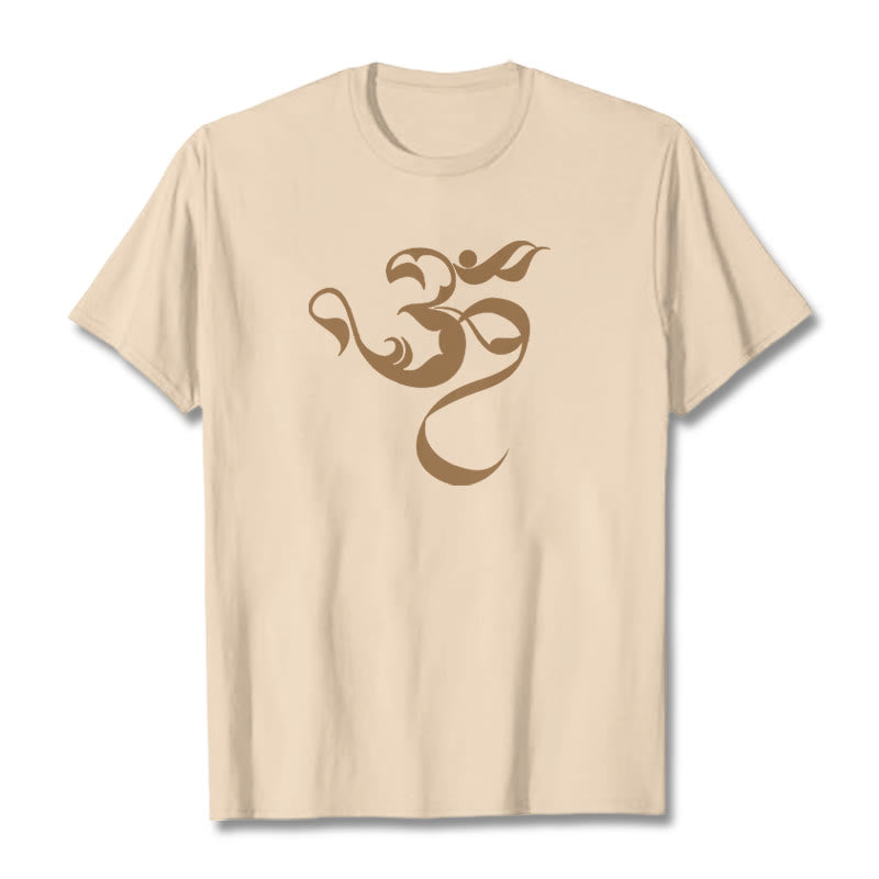 Buddha Stones Om Figure Design Cotton Tee T-shirt - Bisque - 2XL - image 12
