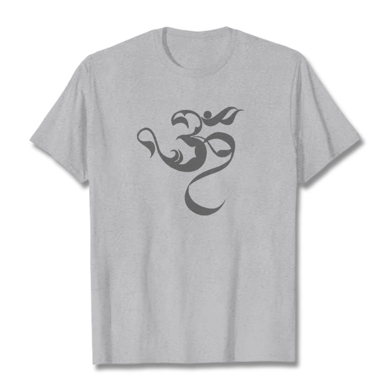 Buddha Stones Om Figure Design Cotton Tee T-shirt - LightGrey - 2XL - image 20