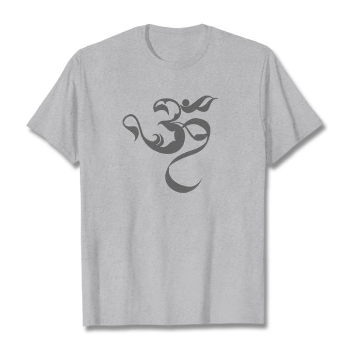 Buddha Stones Om Figure Design Cotton Tee T-shirt - LightGrey - 2XL - image 20