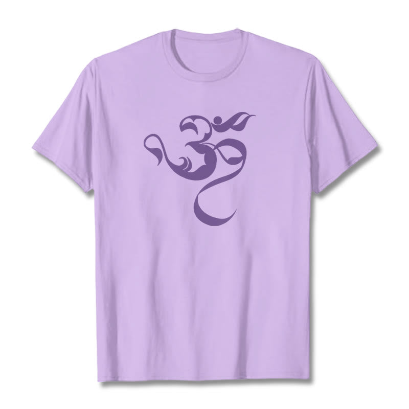 Buddha Stones Om Figure Design Cotton Tee T-shirt - Plum - 2XL - image 14