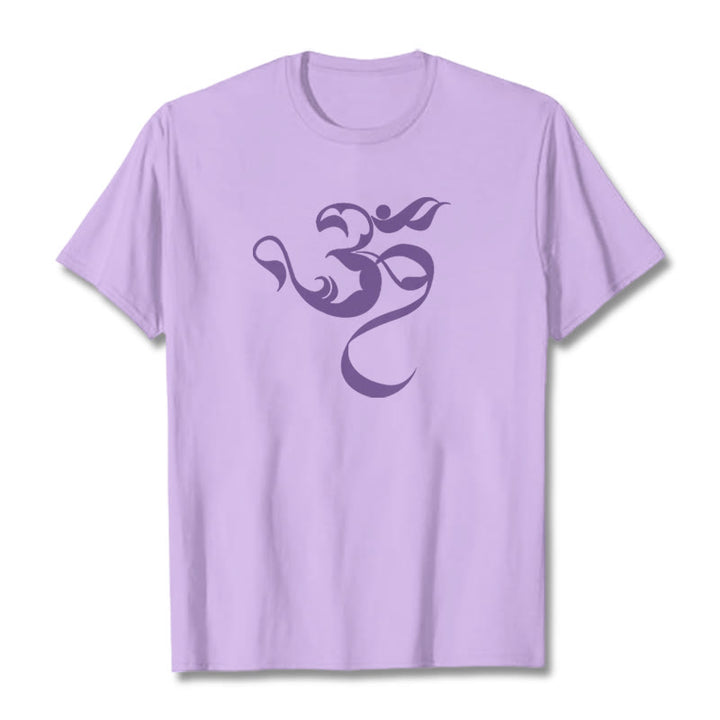 Buddha Stones Om Figure Design Cotton Tee T-shirt - Plum - 2XL - image 14