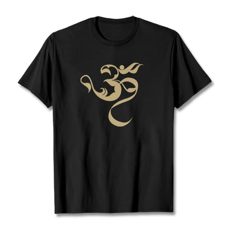 Buddha Stones Om Figure Design Cotton Tee T-shirt - Black - 2XL - image 1