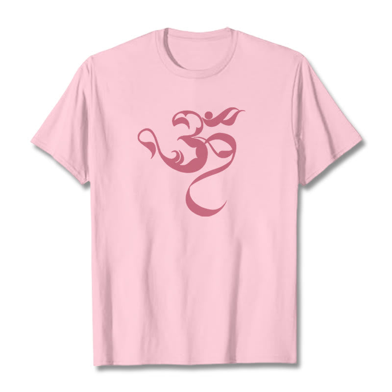 Buddha Stones Om Figure Design Cotton Tee T-shirt - LightPink - 2XL - image 16