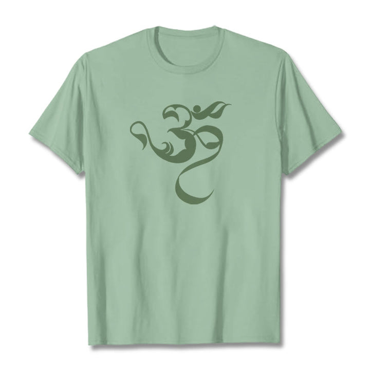 Buddha Stones Om Figure Design Cotton Tee T-shirt - PaleGreen - 2XL - image 18