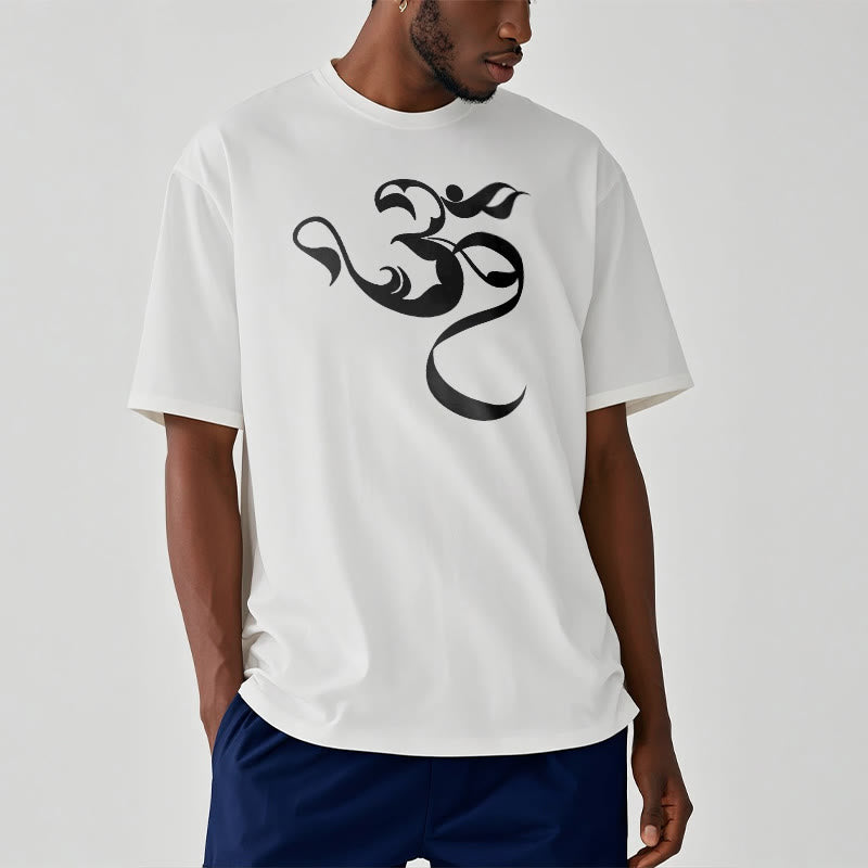 Buddha Stones Om Figure Design Cotton Tee T-shirt