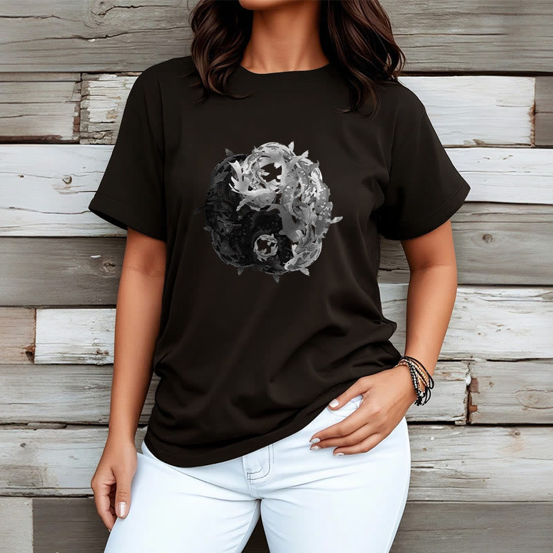 Buddha Stones Yin Yang Koi Fish Combination Cotton Tee T-shirt - image 6