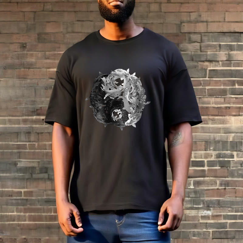 Buddha Stones Yin Yang Koi Fish Combination Cotton Tee T-shirt - image 7