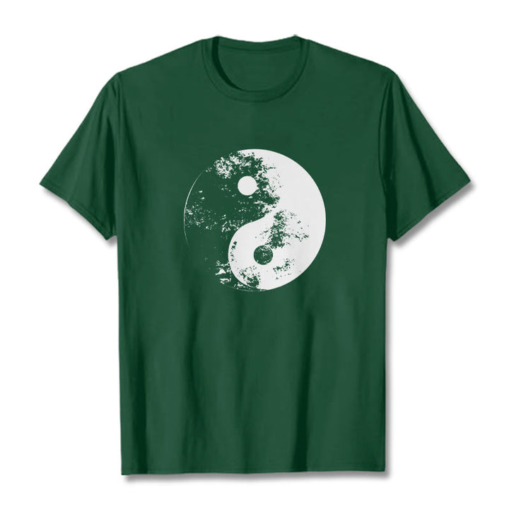 Buddha Stones Yin Yang Tai Chi Pattern Cotton Tee T-shirt - ForestGreen - 2XL - image 9