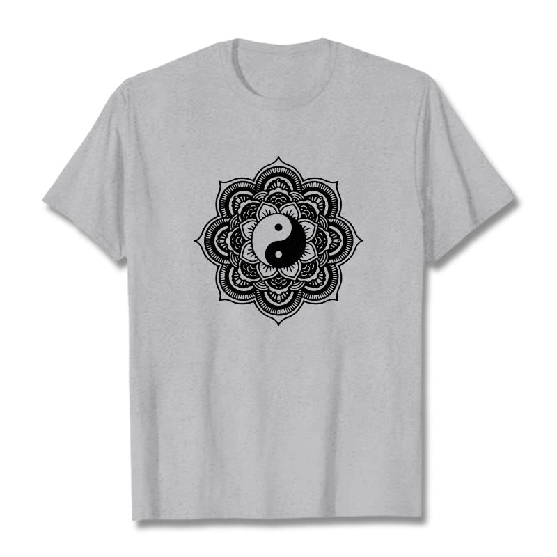 Buddha Stones Mandala Yin Yang Cotton Tee T-shirt