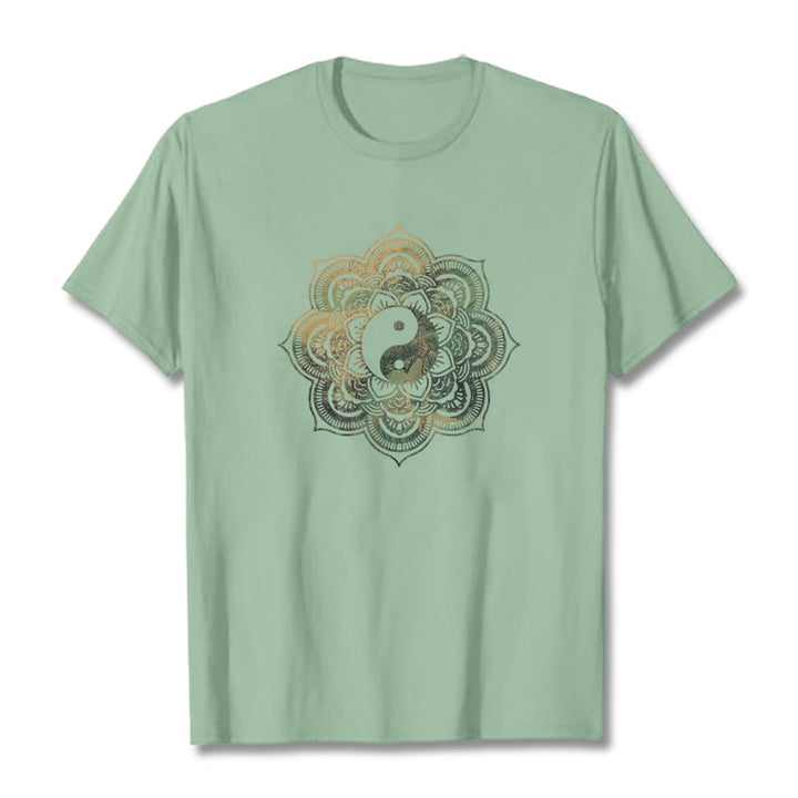 Buddha Stones Mandala Yin Yang Cotton Tee T-shirt