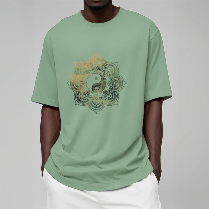 Buddha Stones Mandala Yin Yang Cotton Tee T-shirt