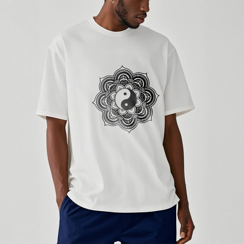 Buddha Stones Mandala Yin Yang Cotton Tee T-shirt