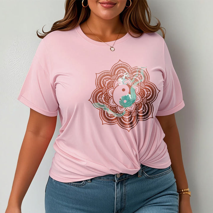 Buddha Stones Mandala Yin Yang Cotton Tee T-shirt