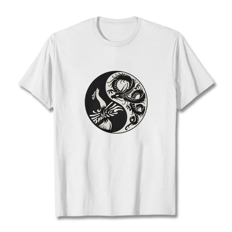 Buddha Stones Phoenix Yin Yang Cotton Tee T-shirt