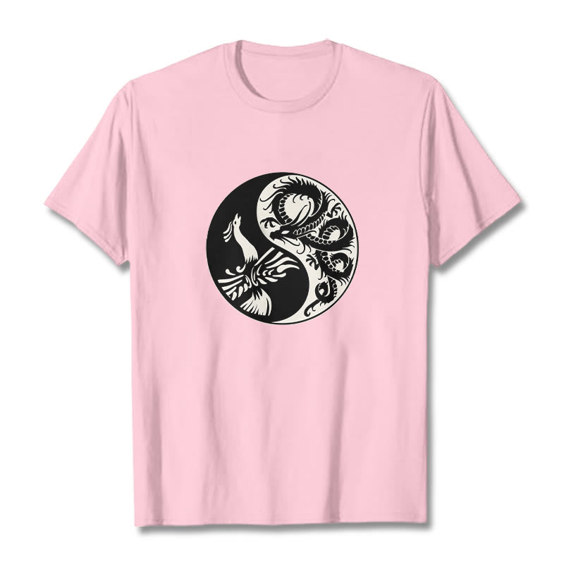 Buddha Stones Phoenix Yin Yang Cotton Tee T-shirt - LightPink - 2XL - image 19