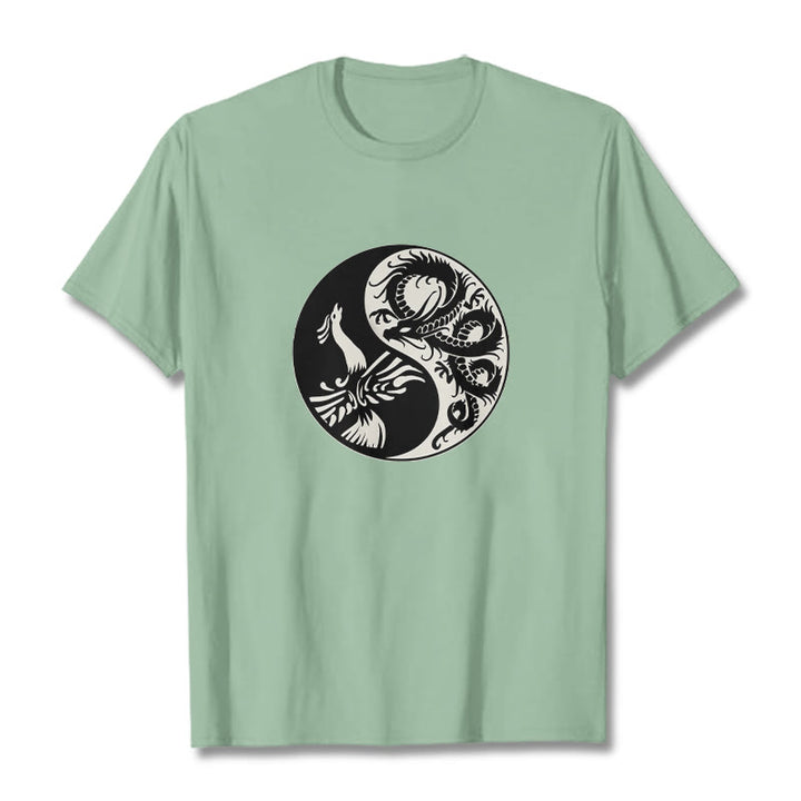 Buddha Stones Phoenix Yin Yang Cotton Tee T-shirt