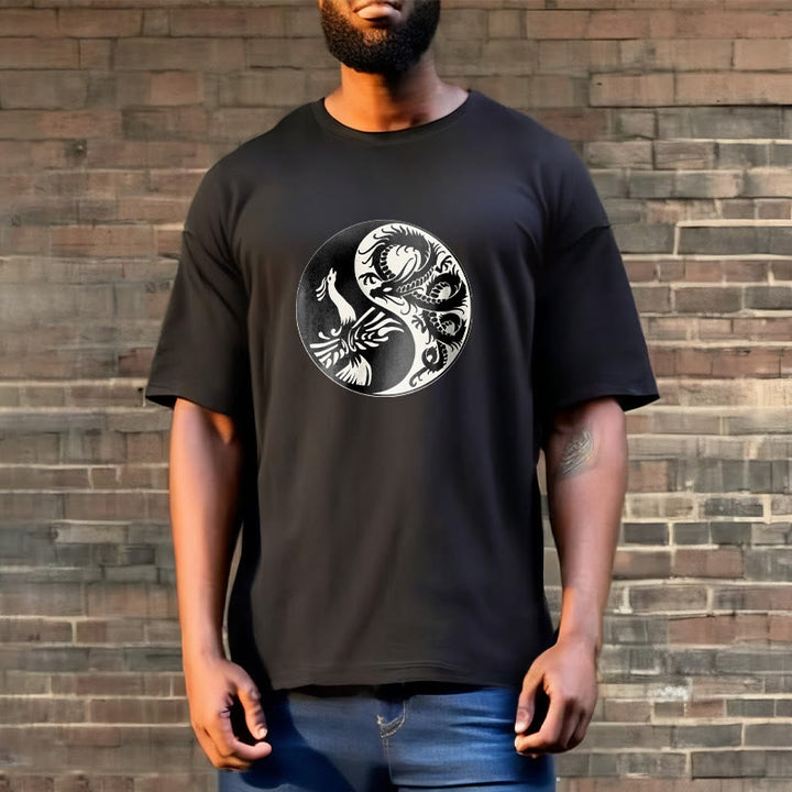 Buddha Stones Phoenix Yin Yang Cotton Tee T-shirt