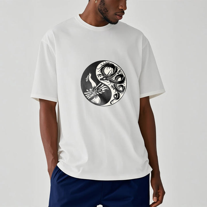 Buddha Stones Phoenix Yin Yang Cotton Tee T-shirt