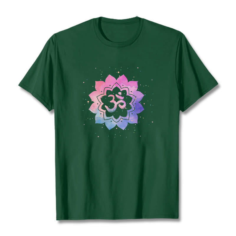 Buddha Stones Om Colorful Lotus Cotton Tee T-shirt - ForestGreen - 2XL - image 17